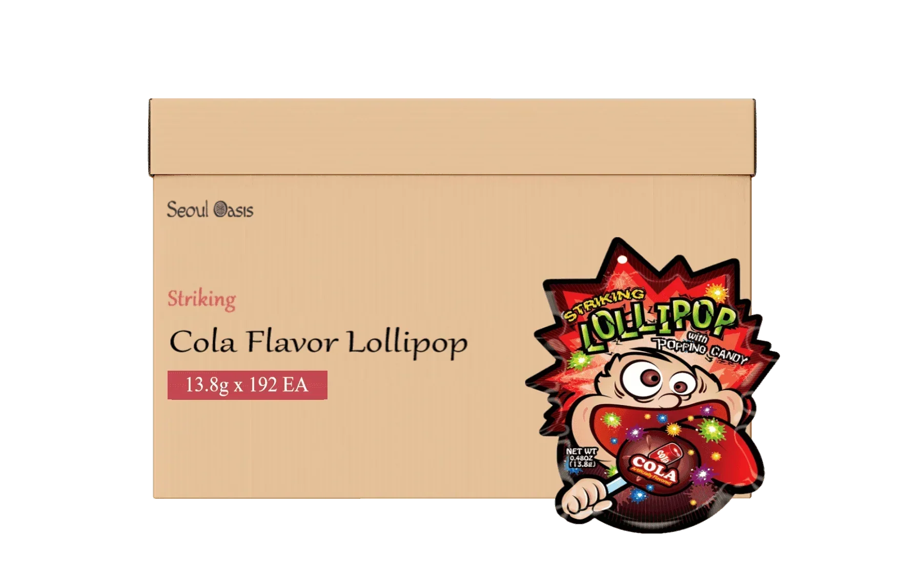 Striking Cola Flavored Lollipop 1 carton (192 packs) - Seoul oasis