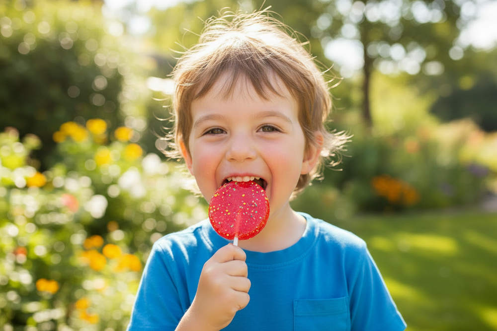 Striking lollipop strawberry one piece, fizzy pink Korean popping candy for delivery in Dubai.