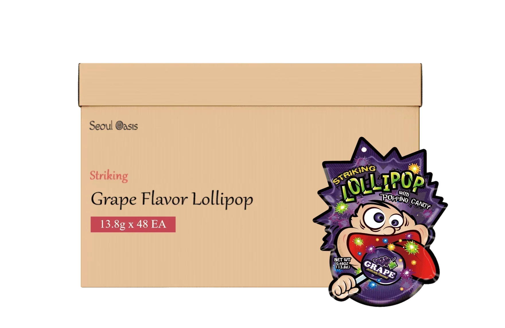Striking Lollipop Grape Flavor 1 box (13.8g x 48 packs) - Seoul Oasis