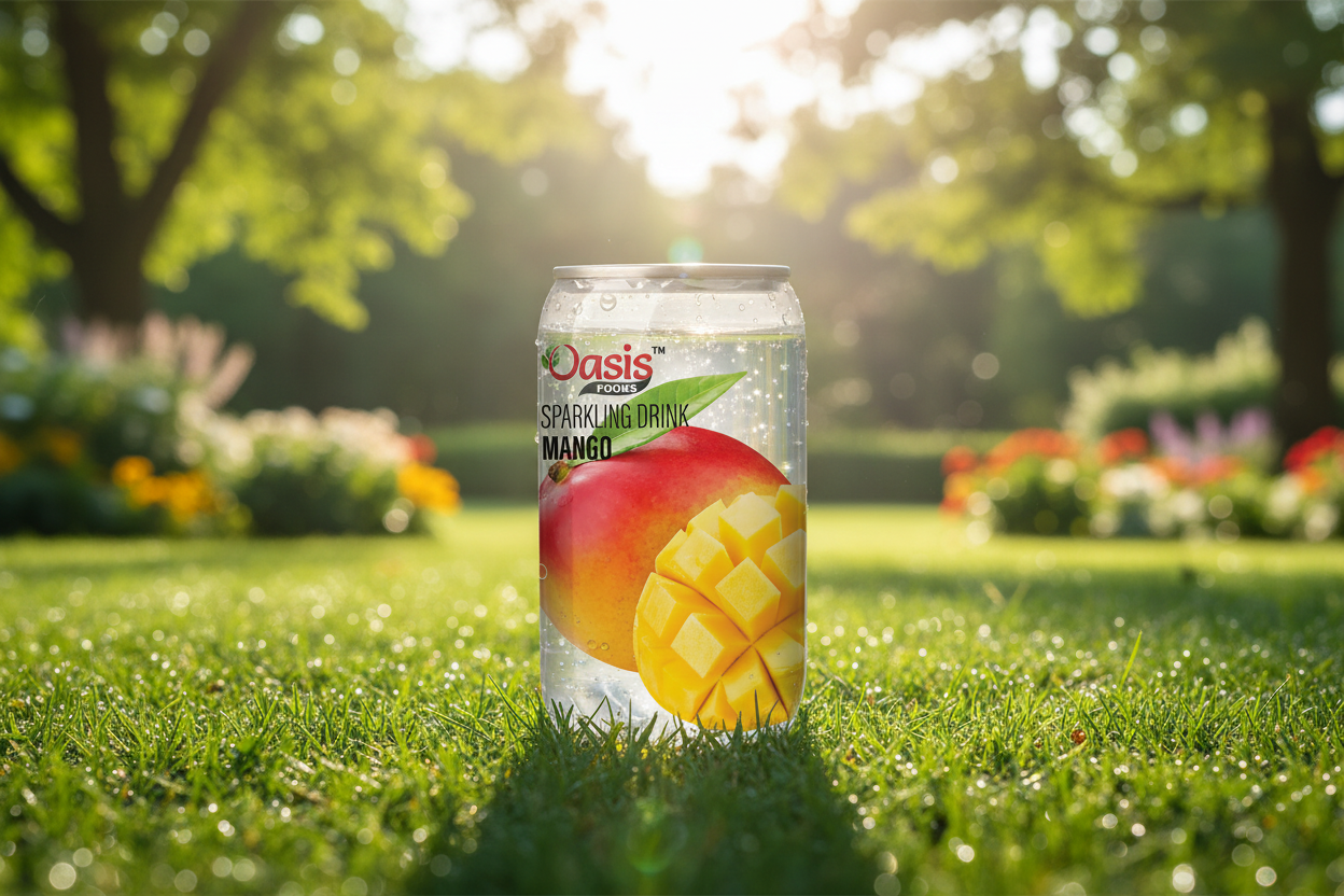 مشروب OKF الفوار بنكهة التفاح والمانجو - علبة ٣٥٠ مل