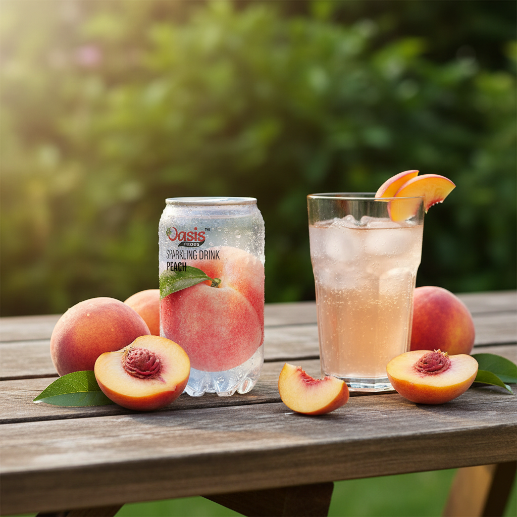 مشروب الخوخ الفوار من OKF - علبة 350 مل