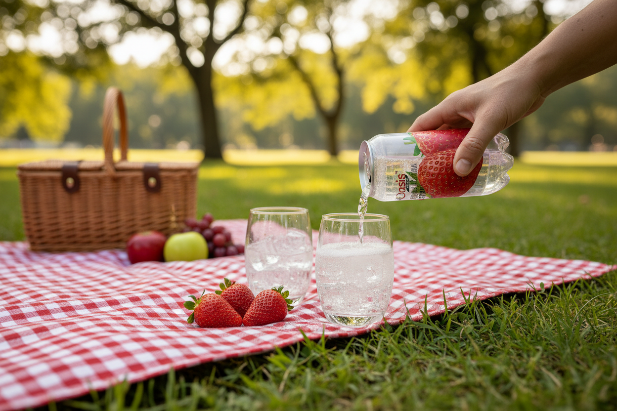 مشروب الفراولة الفوار من OKF - علبة 350 مل