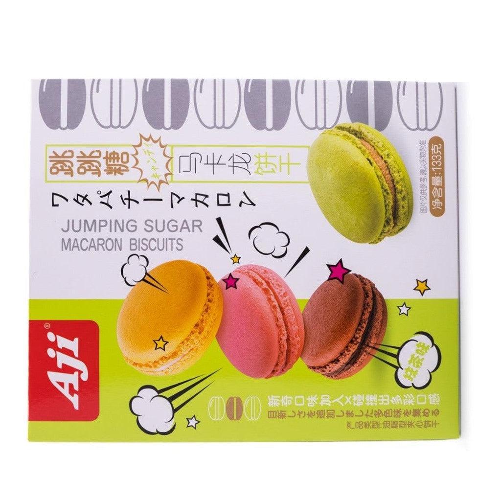AJI Jumping Sugar Matcha Flavored Macaron Biscuits - 133g pack - seouloasis.com - Seoul Oasis