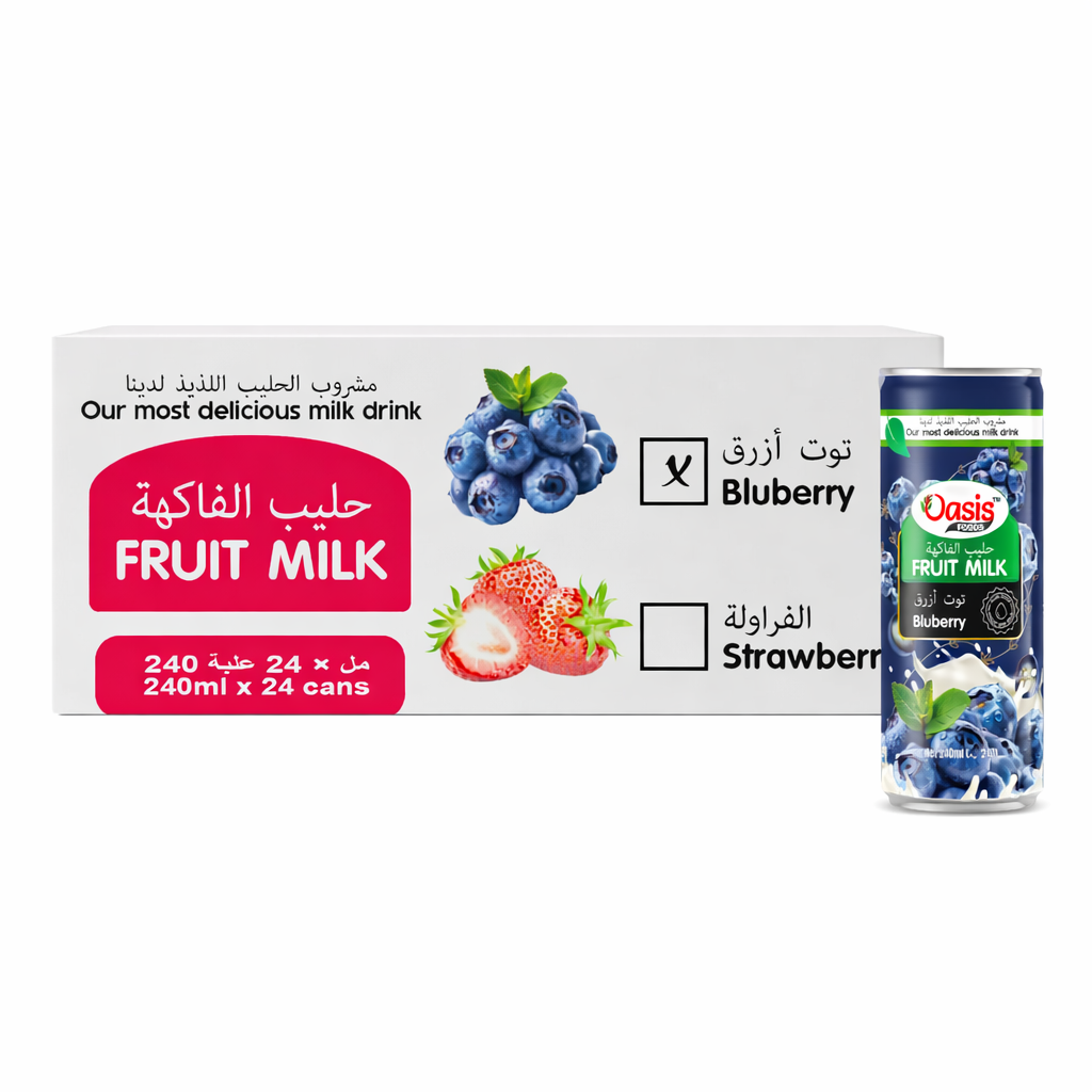 Buy Oasis blueberry fruit milk Dubai 24 cans - stacked carton of premium Korean fruit milk drinks