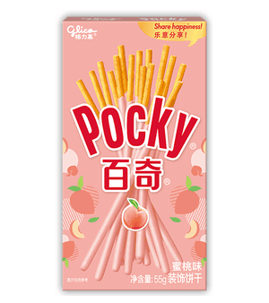 Glico Pocky Peach Cream Covered Biscuit Sticks - 1 Carton - seouloasis.com - Seoul Oasis