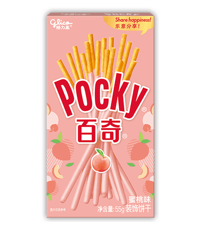 Glico Pocky Peach Cream Covered Biscuit Sticks - 55g, Single Pack - seouloasis.com - Seoul Oasis