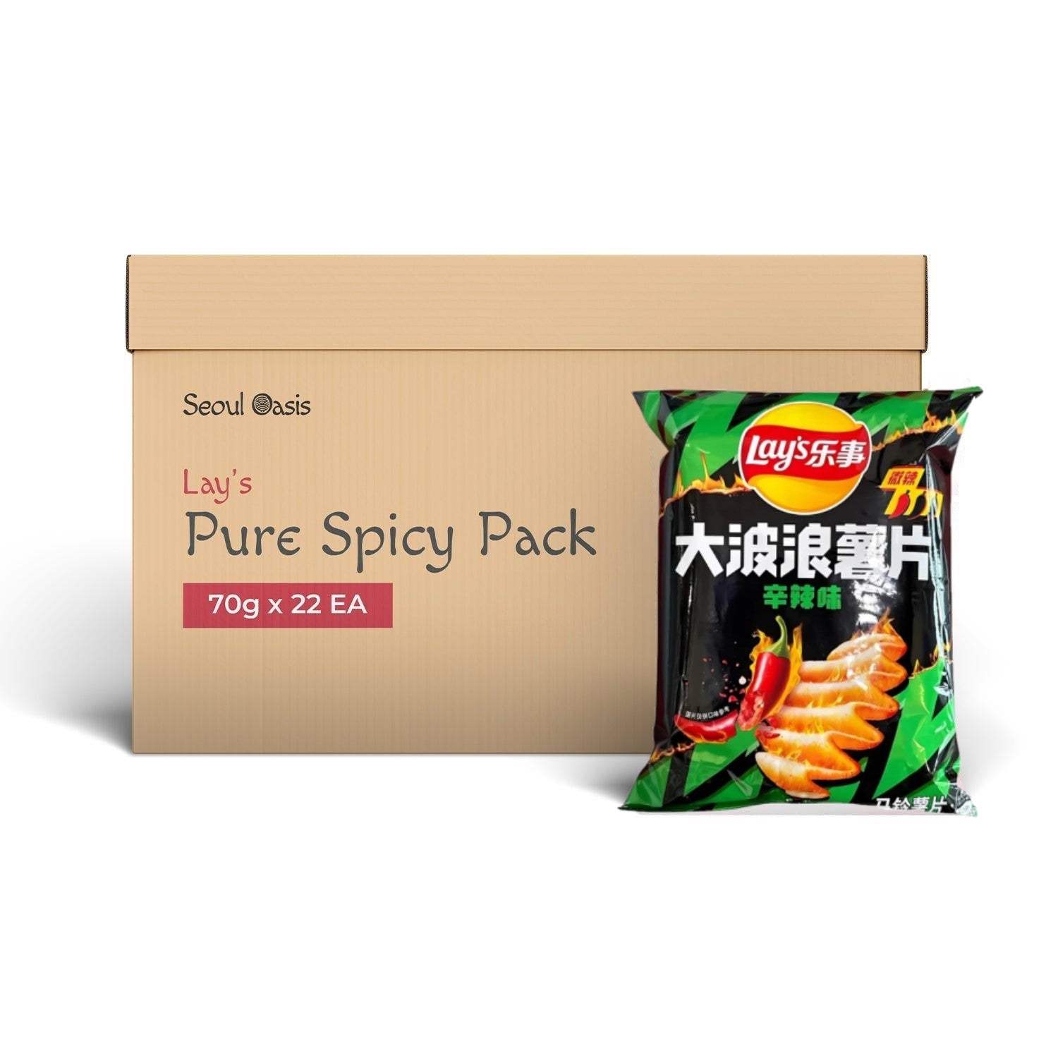 Lays Premium Pure Spicy Flavor Chips 22 Packs - 1 Carton