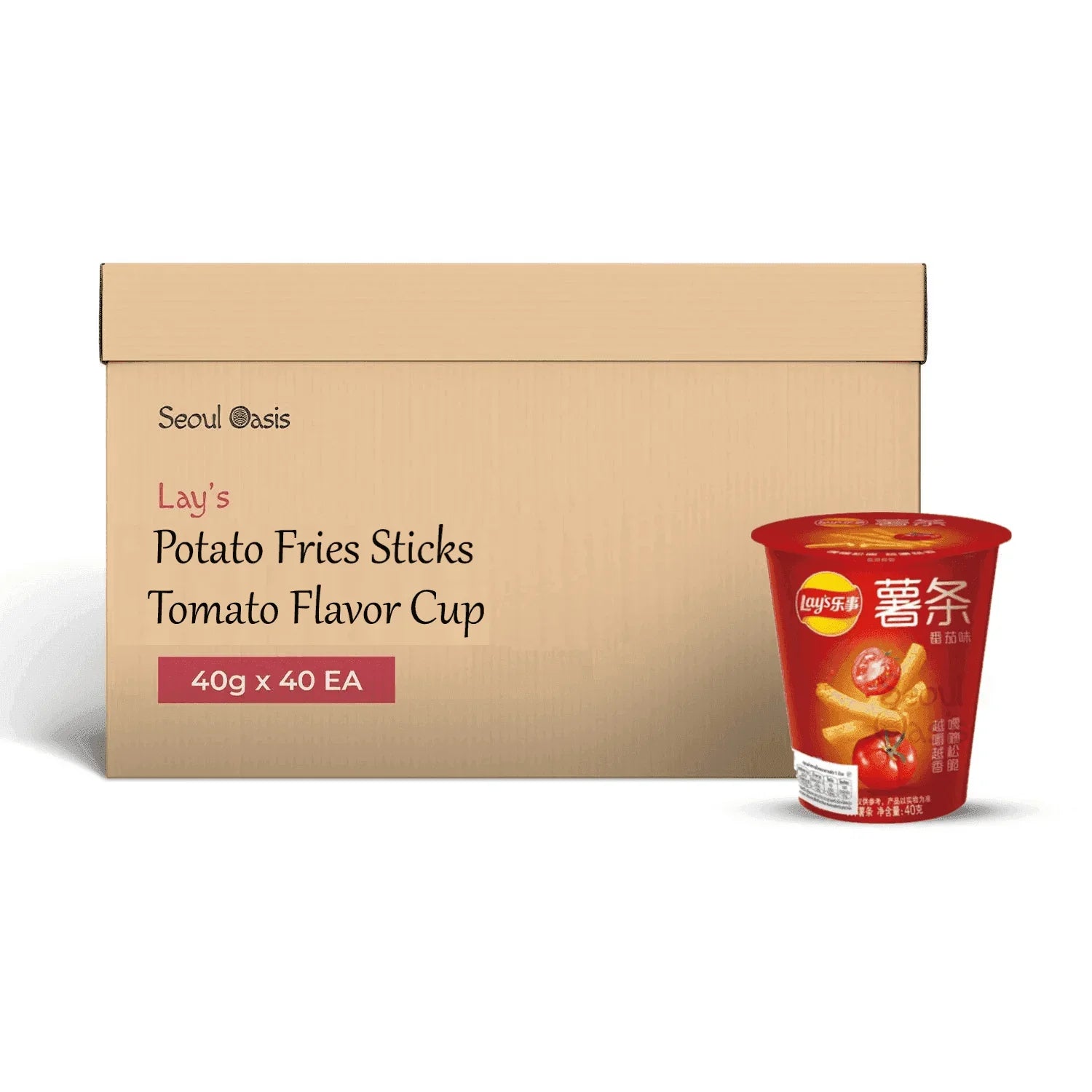 Lays Premium Tomato Flavor French Fries - 1 carton (40g x 40 cups) - seouloasis.com - Seoul Oasis