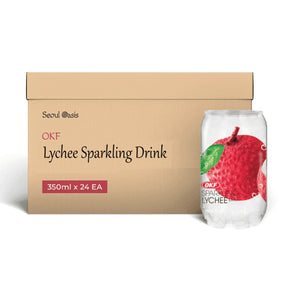 OKF Lychee Sparkling Drink 350ml - Carton of 24 cans - seouloasis.com - Seoul Oasis