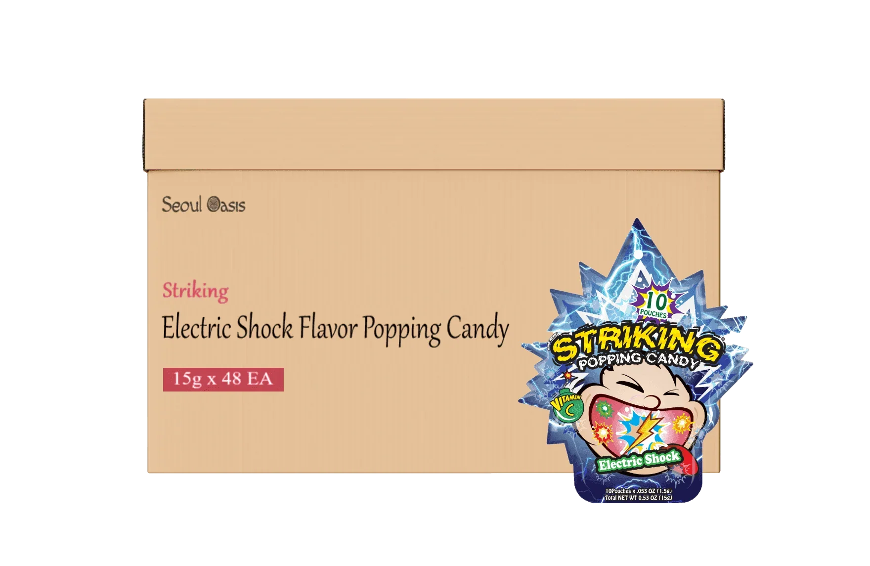 Striking Electric Shock Flavored Popping Candy 15g - Carton of 48 packs - seouloasis.com - Seoul Oasis
