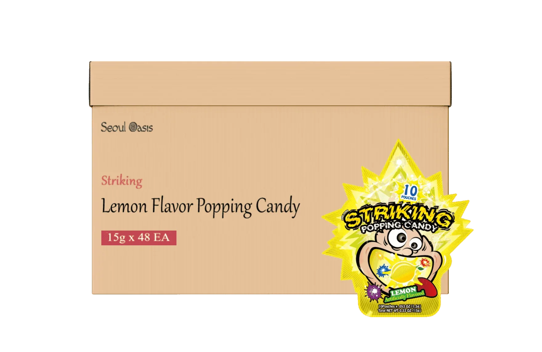 Striking Lemon Flavored Popping Candy 15g - Carton of 48 packs - seouloasis.com - Seoul Oasis
