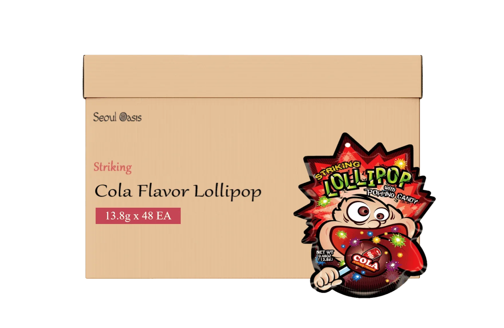 Striking Lollipop Cola Flavor - 1 box (13.8g x 48 packs) - seouloasis.com - Seoul Oasis