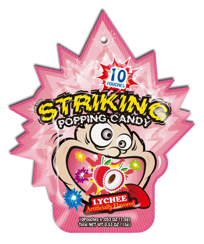 Striking Lychee Flavored Popping Candy 15g - Carton of 48 packs - seouloasis.com - Seoul Oasis
