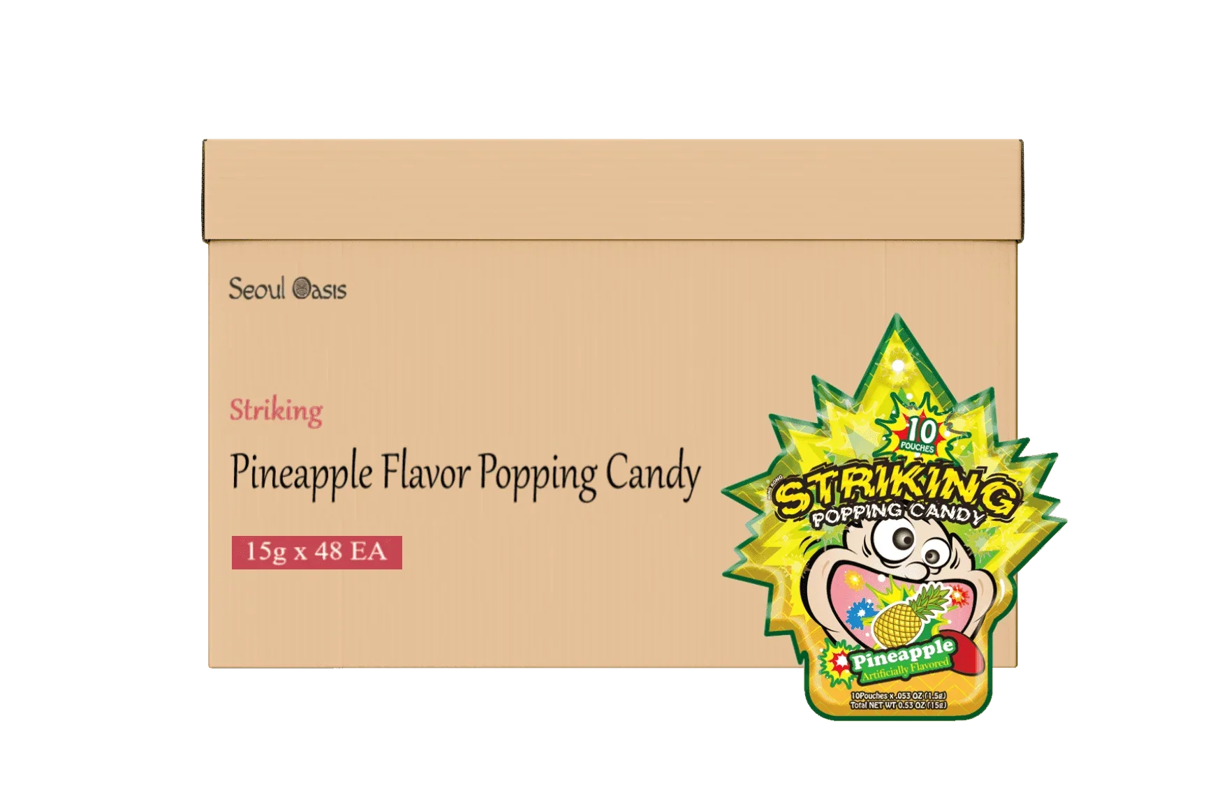 Striking Pineapple Flavored Popping Candy 15g - Carton of 48 packs - seouloasis.com - Seoul Oasis