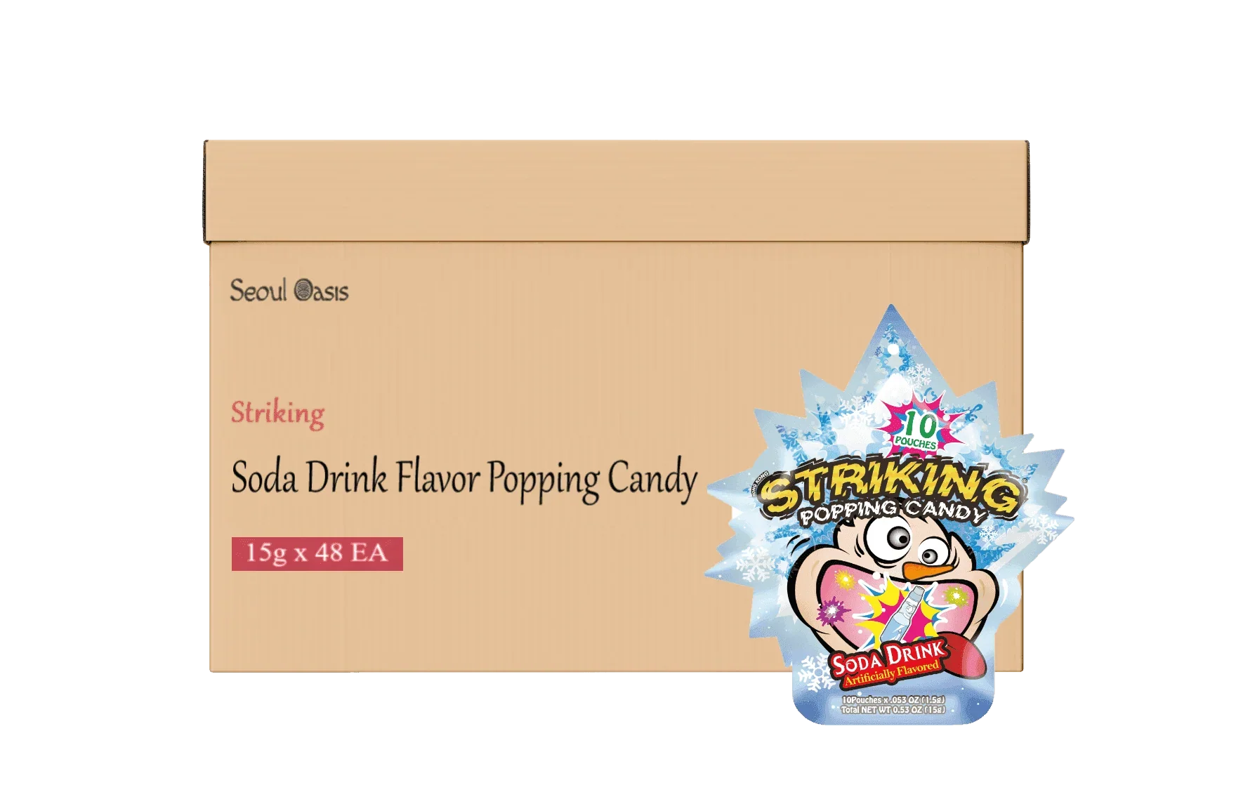 Striking Soda Drink Flavored Popping Candy 15g - Carton of 48 packs - seouloasis.com - Seoul Oasis