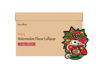 Striking Watermelon Flavored Lollipop 13.8g - 1 carton (192 packs) - seouloasis.com - Seoul Oasis