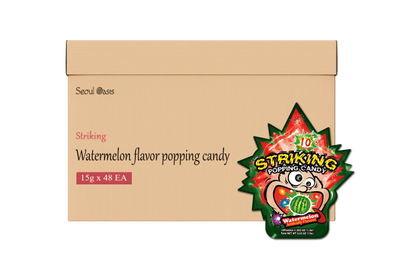 Striking Watermelon Flavored Popping Candy 15g - Carton of 48 packs - seouloasis.com - Seoul Oasis