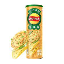 Lays Premium Potato Scallion Pancake Flavor Chips (90g can)