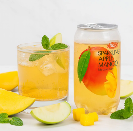 Tropical Refreshment in Every Sip: OKF Sparkling Drink Apple Mango Flavor 350ml