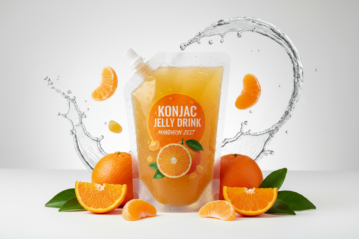 Jelly. B Drinkable Konjac Jelly – Mandarin Flavor: Zesty, Fruity & Refreshing