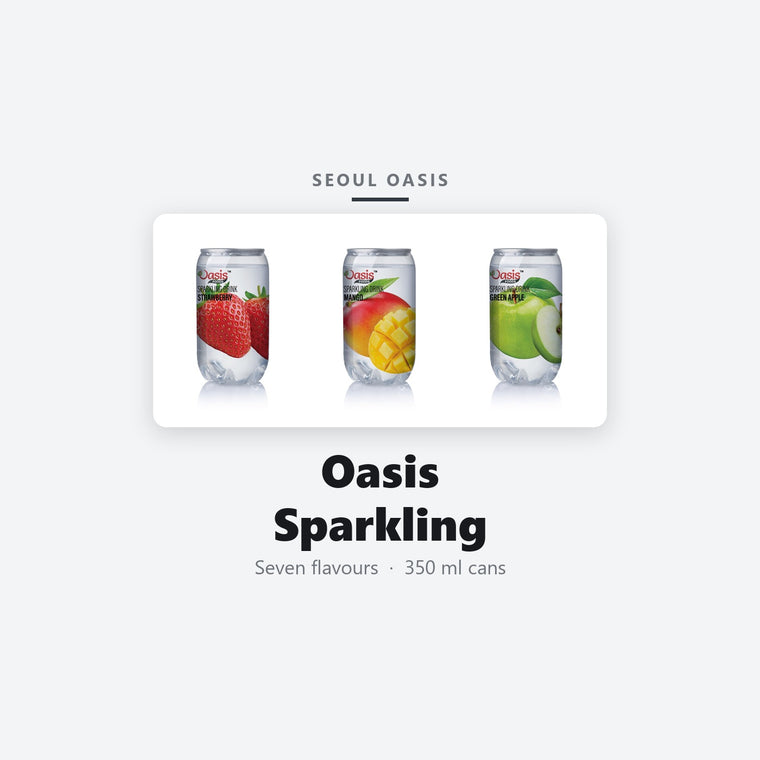 Oasis Sparkling range - Korean sparkling drinks in 350ml cans
