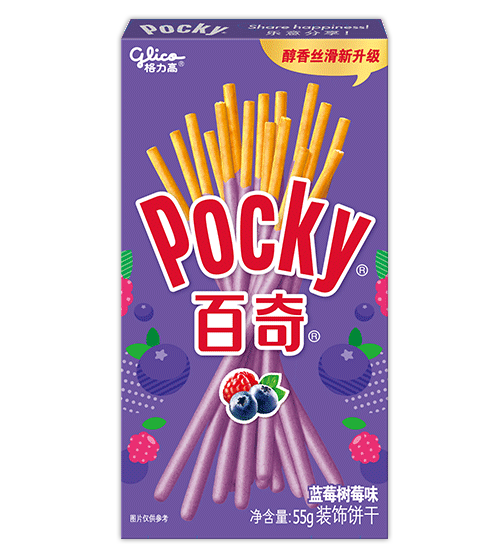 Glico Pocky Blueberry Raspberry Cream Covered Biscuit Sticks - 55g, Single Pack