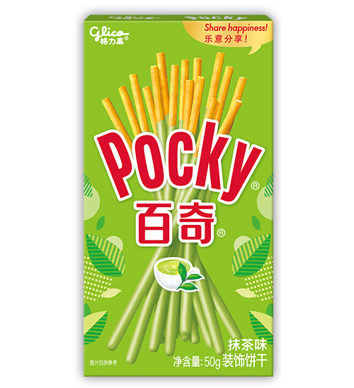 Glico Pocky Matcha Cream Covered Biscuit Sticks - 55g, Single Pack