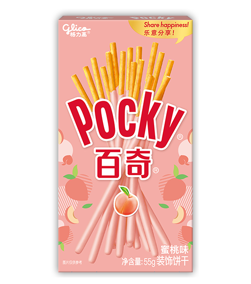 Glico Pocky Peach Cream Covered Biscuit Sticks - 55g, Single Pack