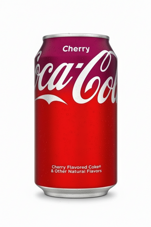 Cherry Coca-Cola can on a white background