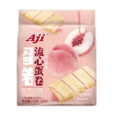 AJI White Peach Flavored Wafer Roll - 218g Pack  AJI   gbuy-ae.myshopify.com aji-white-peach-flavored-wafer-roll-218g-pack
