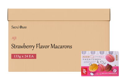 AJI Jumping Sugar Macaron Biscuits Strawberry Flavor - 1 Carton (24 boxes)