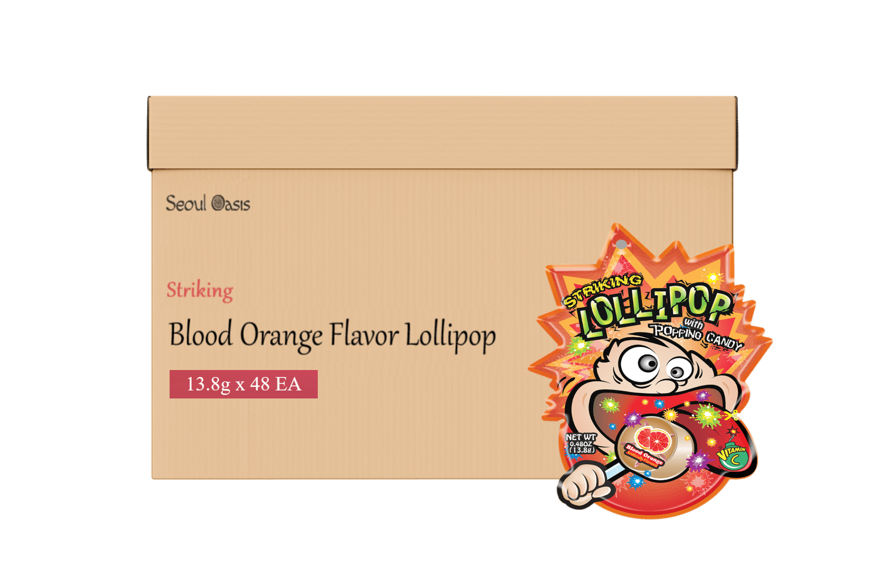 Striking Lollipop Blood Orange Flavor - 1 box (13.8g x 48 packs)