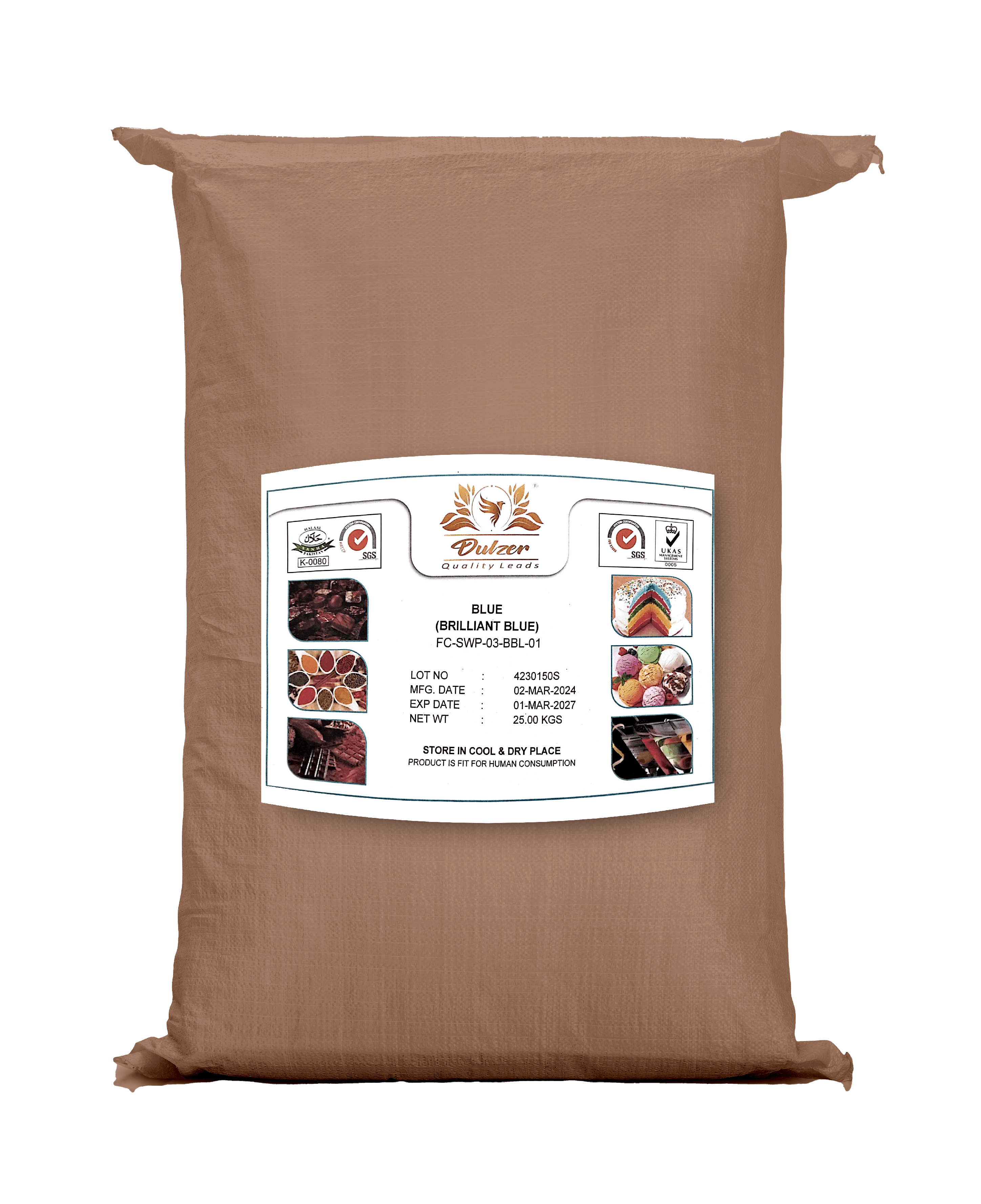 Brilliant Blue Food Color (powder form) - 25kg Bag  Dulzer   gbuy-ae.myshopify.com dulzer-brilliant-blue-food-color-powder-form-25kg-bag