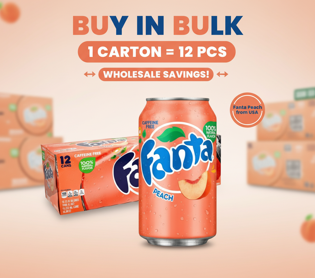 Fanta Peach Carbonated Drink - Carton (355ml x 12 cans)