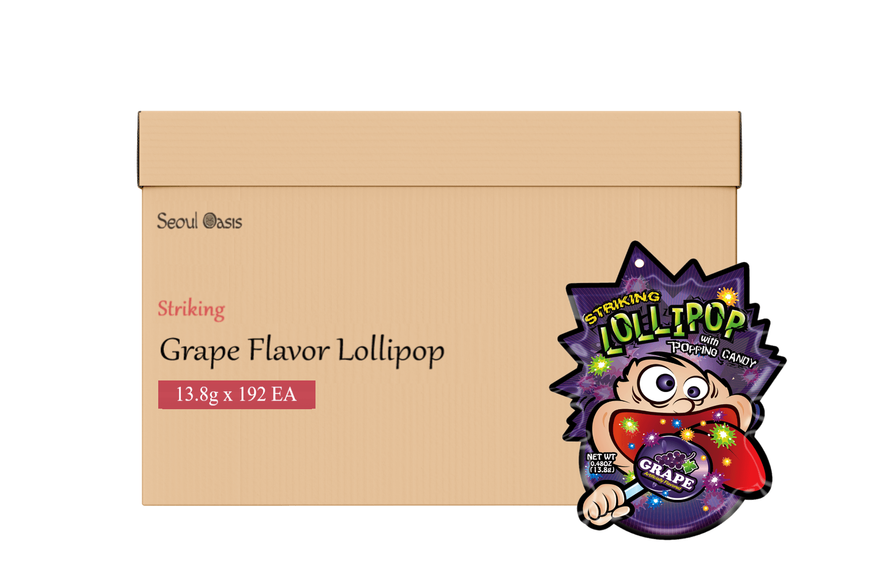 Striking Grapes Flavored Lollipop 13.8g - 1 carton (192 packs)