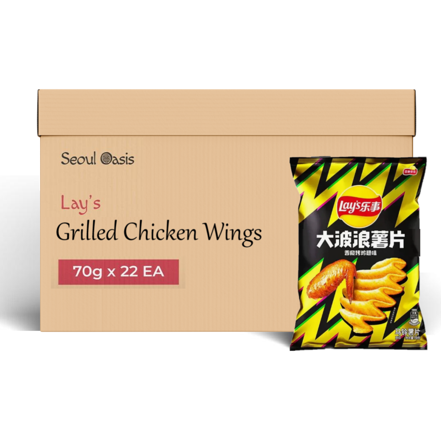 Lays Premium Snacks Grilled Chicken Wings - 1 Carton (70g x 22 Packs)