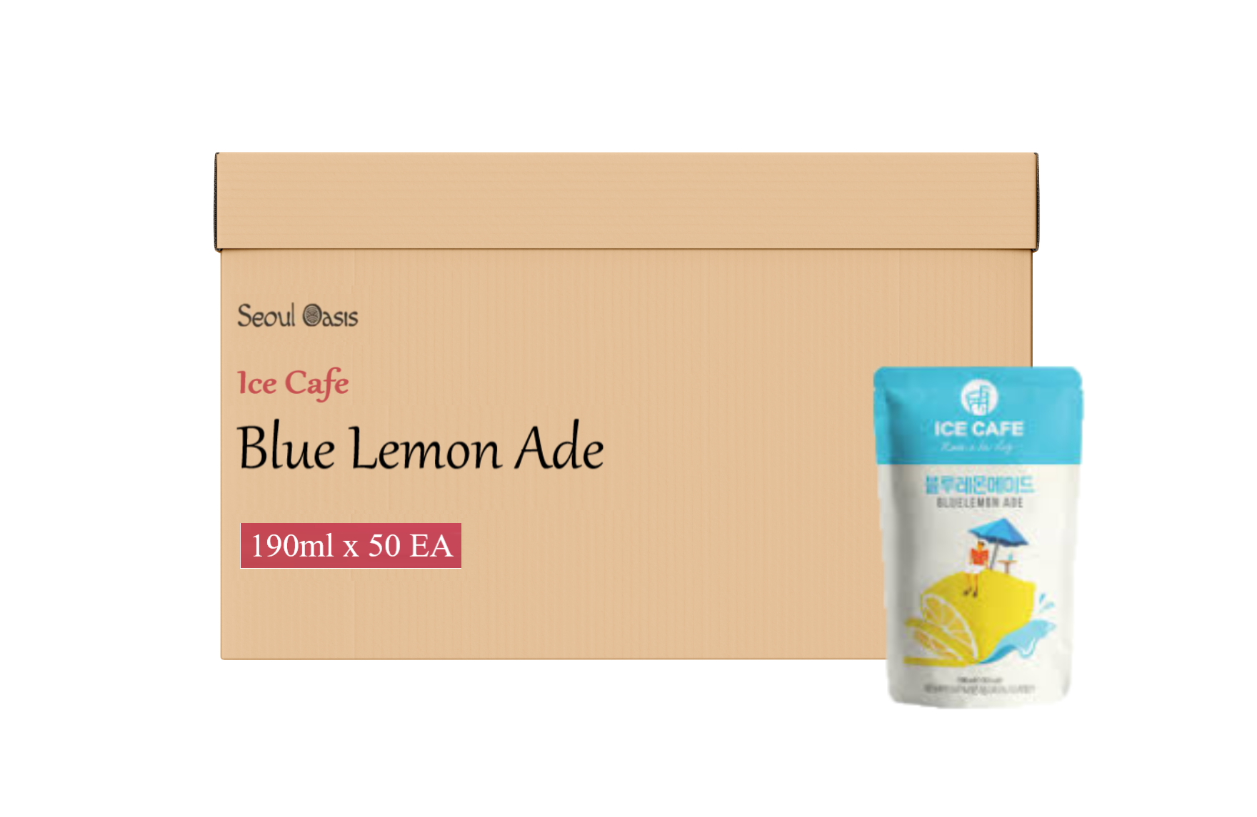 Ice Cafe Blue Lemon Ade Juice Drink 190ml - 1 Carton (50 pouches)