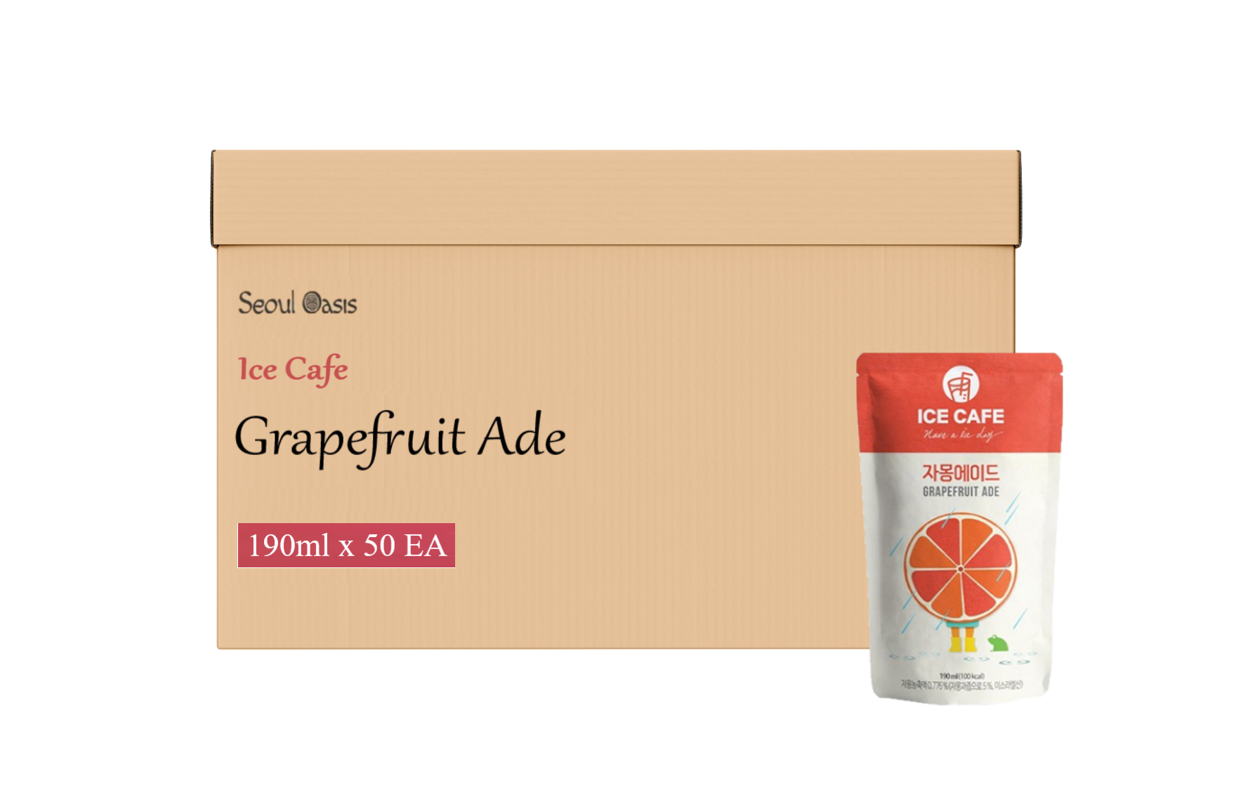 Ice Cafe Grapefruit Ade Juice Drink 190ml - 1 Carton (50 pouches)