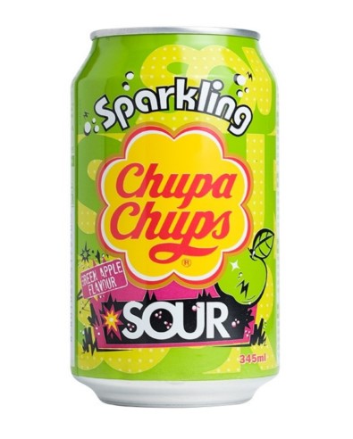 Chupa Chups Green Apple Flavor Sparkling Drink - 1 Carton (24 cans)