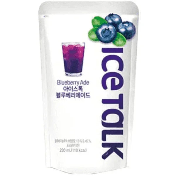 Ice Talk Blueberry Ade 230ml, a refreshing purple Korean pouch drink for Dubai summer heat.
