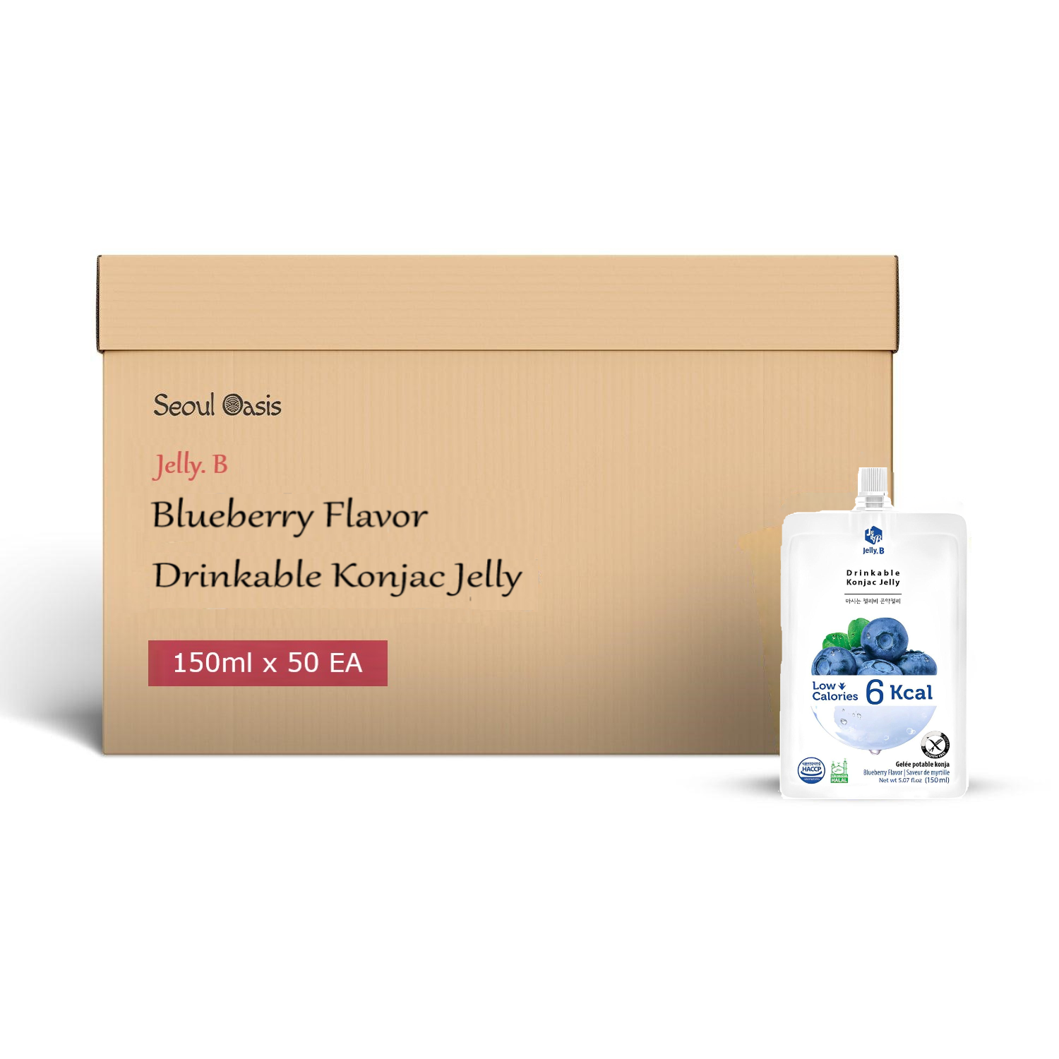 Jelly. B Blueberry Flavor Drinkable Konjac Jelly 150ml - 1 Carton (50 packs)