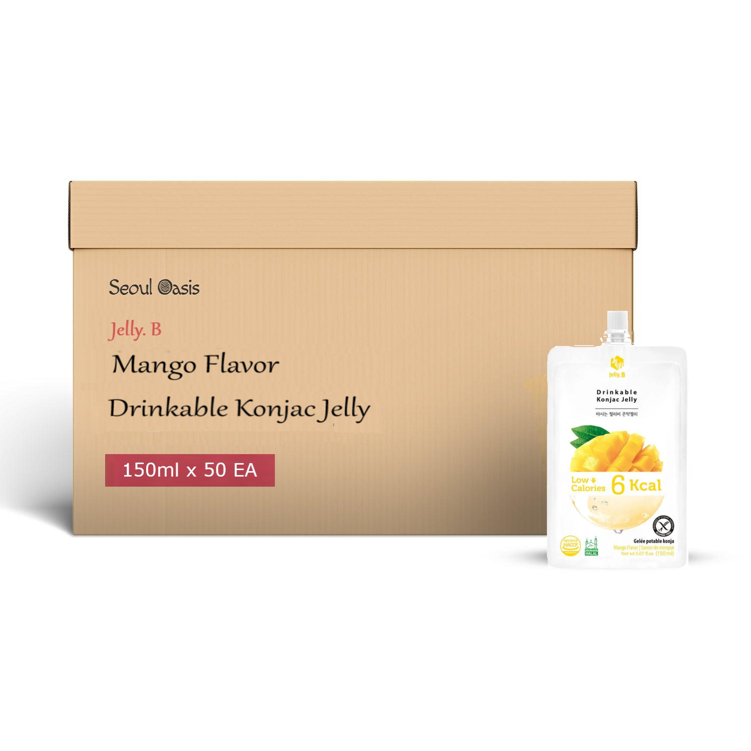 Jelly. B Mango Flavor Drinkable Konjac Jelly 150ml - 1 Carton (50 packs)