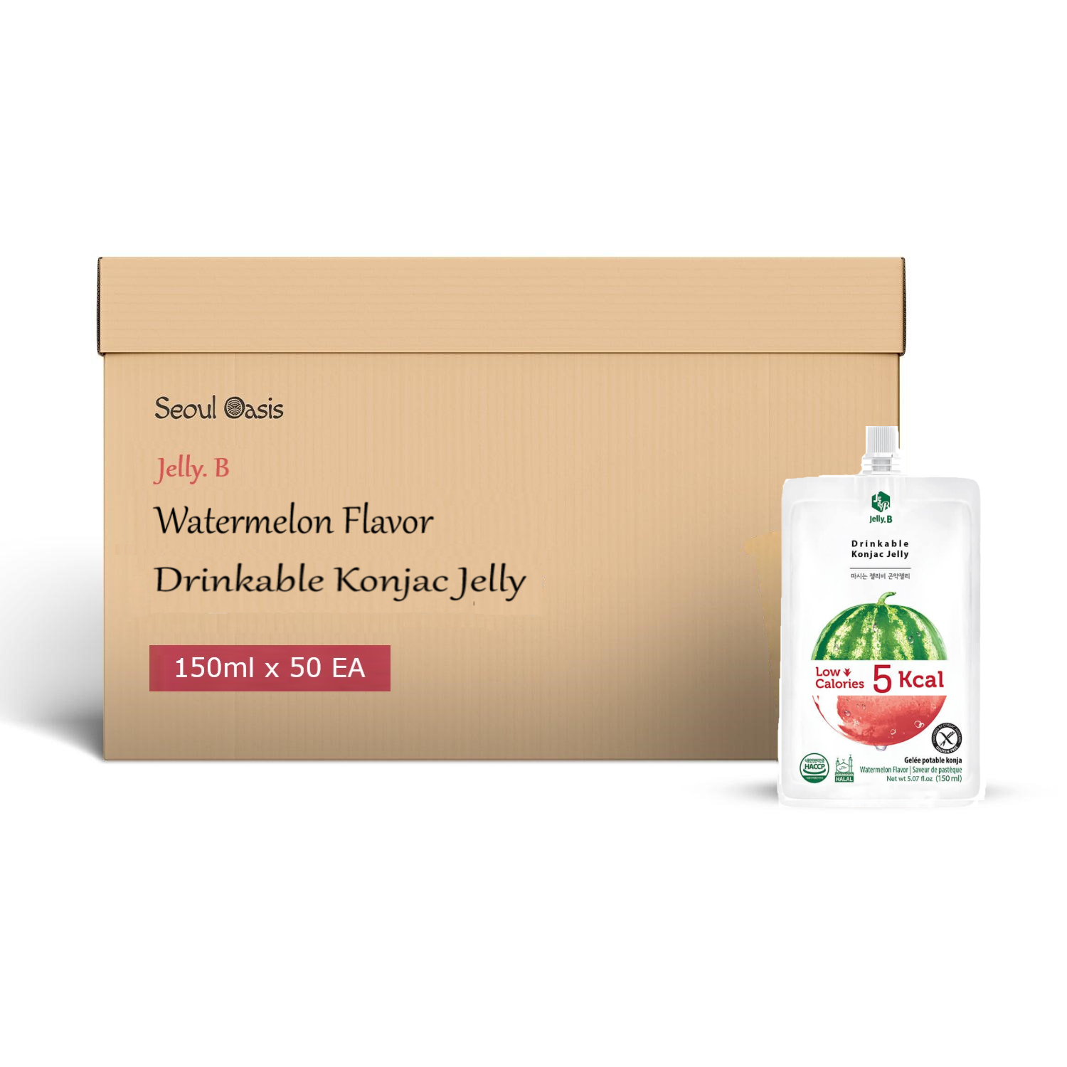 Jelly. B Watermelon Flavor Drinkable Konjac Jelly 150ml - 1 Carton (50 packs)