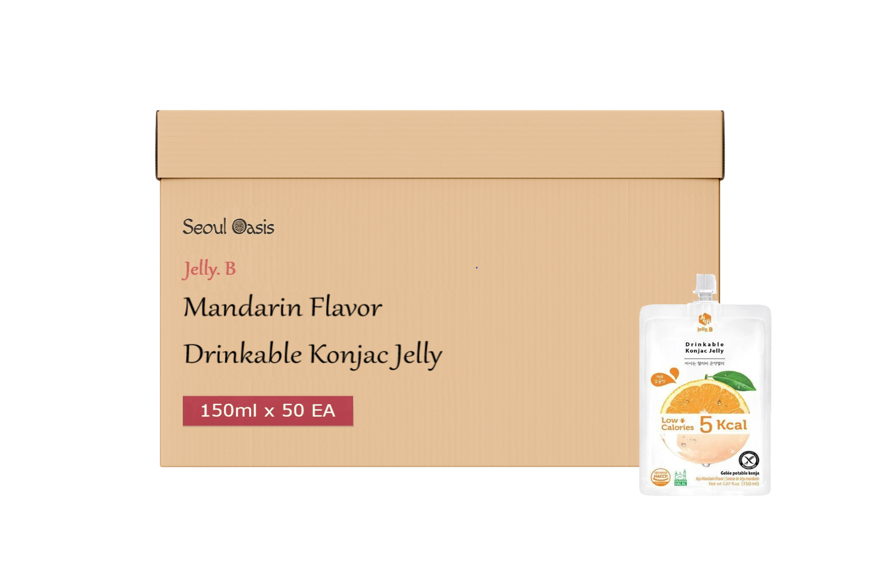 Jelly. B Mandarin Flavor Drinkable Konjac Jelly 150ml - 1 Carton (50 packs)