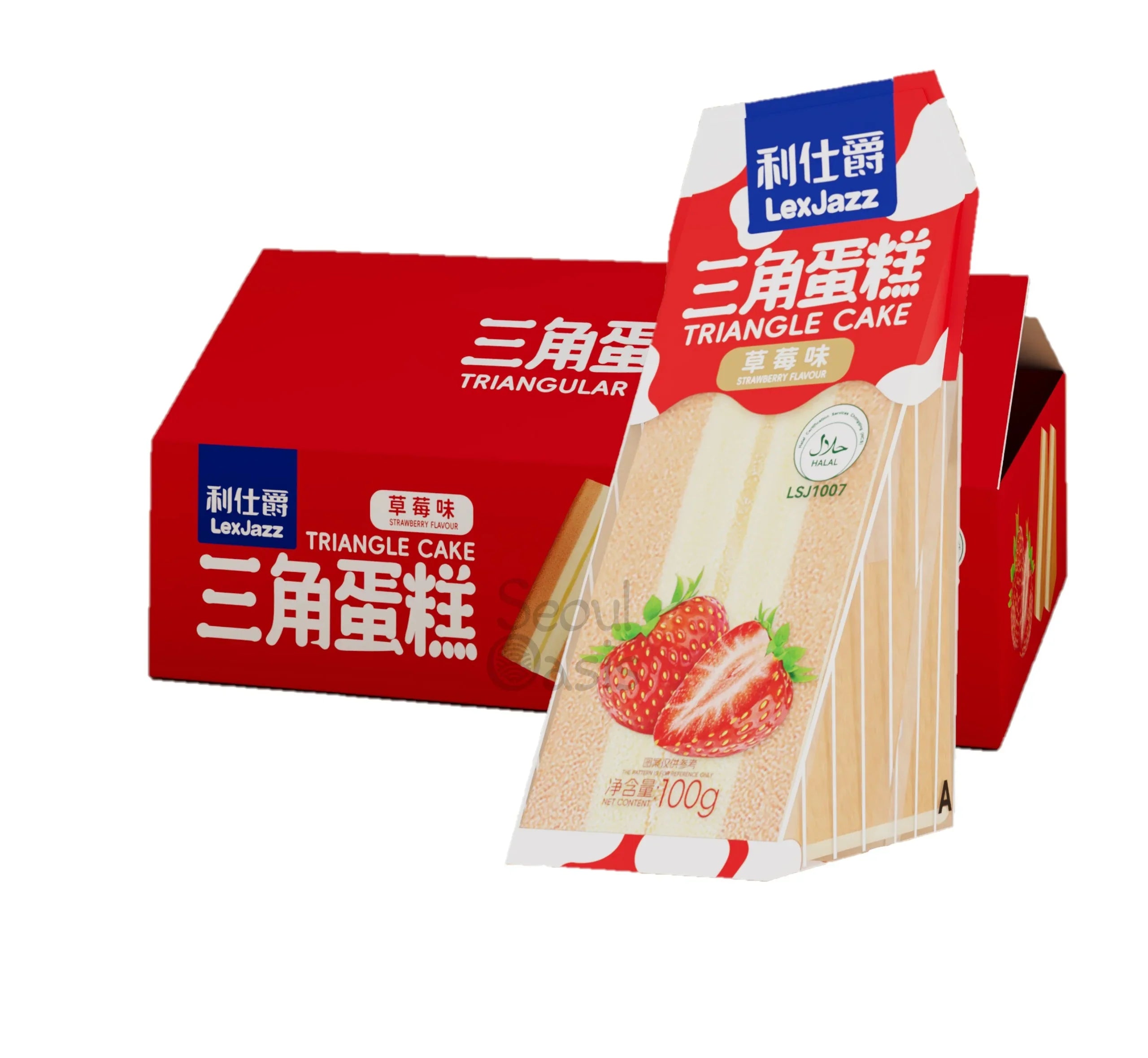 Lex Jazz Triangle Cake Strawberry 100g - Carton (20 pieces)  Lex Jazz   gbuy-ae.myshopify.com lex-jazz-triangle-cake-strawberry-100g-carton