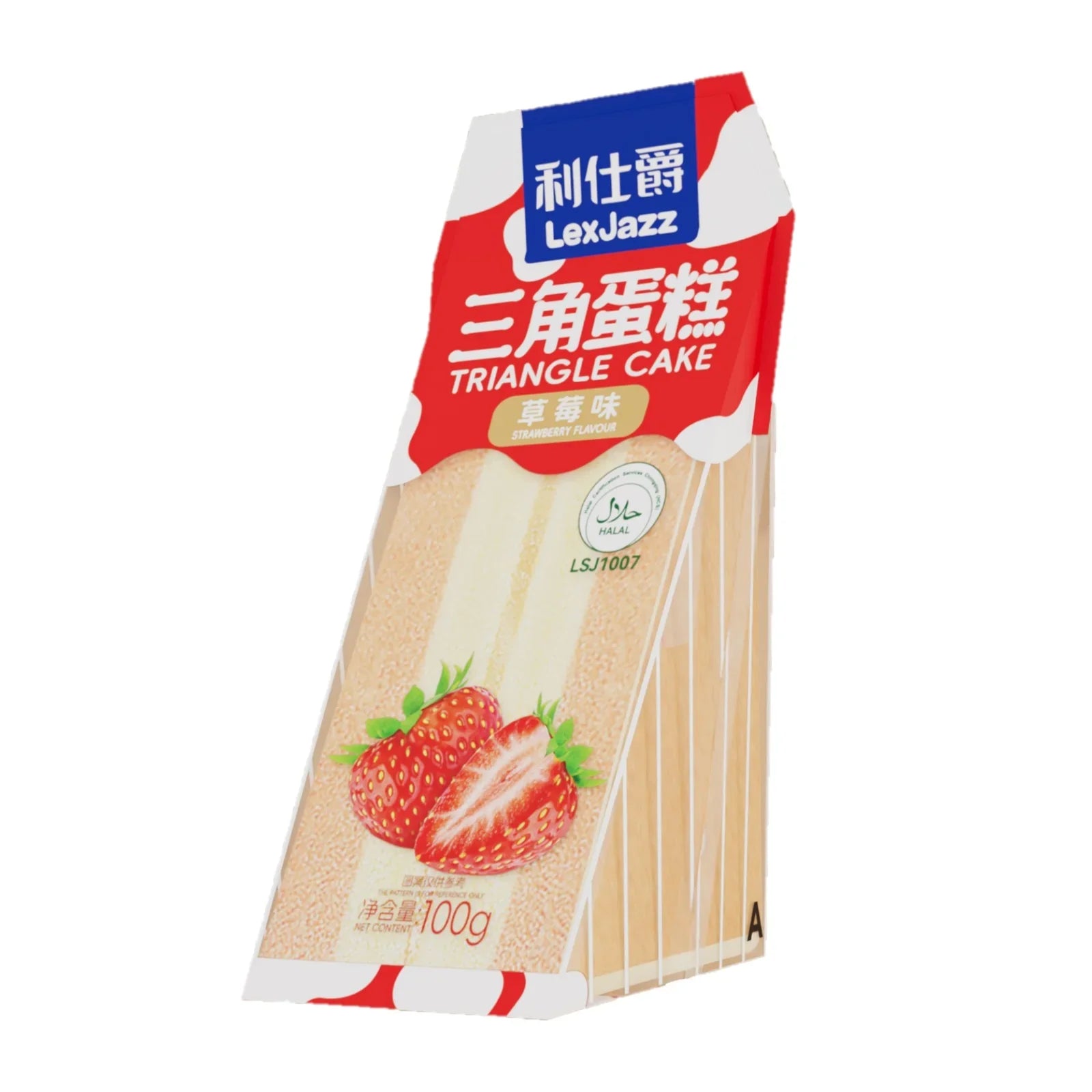 Lex Jazz Triangle Sponge Cake Strawberry Flavor - Single Piece (100g)  Lex Jazz   gbuy-ae.myshopify.com lex-jazz-triangle-cake-strawberry-100g