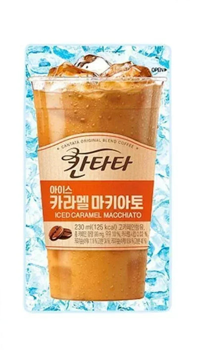 Lotte Cantata Iced Caramel Macchiato Coffee 230ml x 10 Packs (1 Outer)