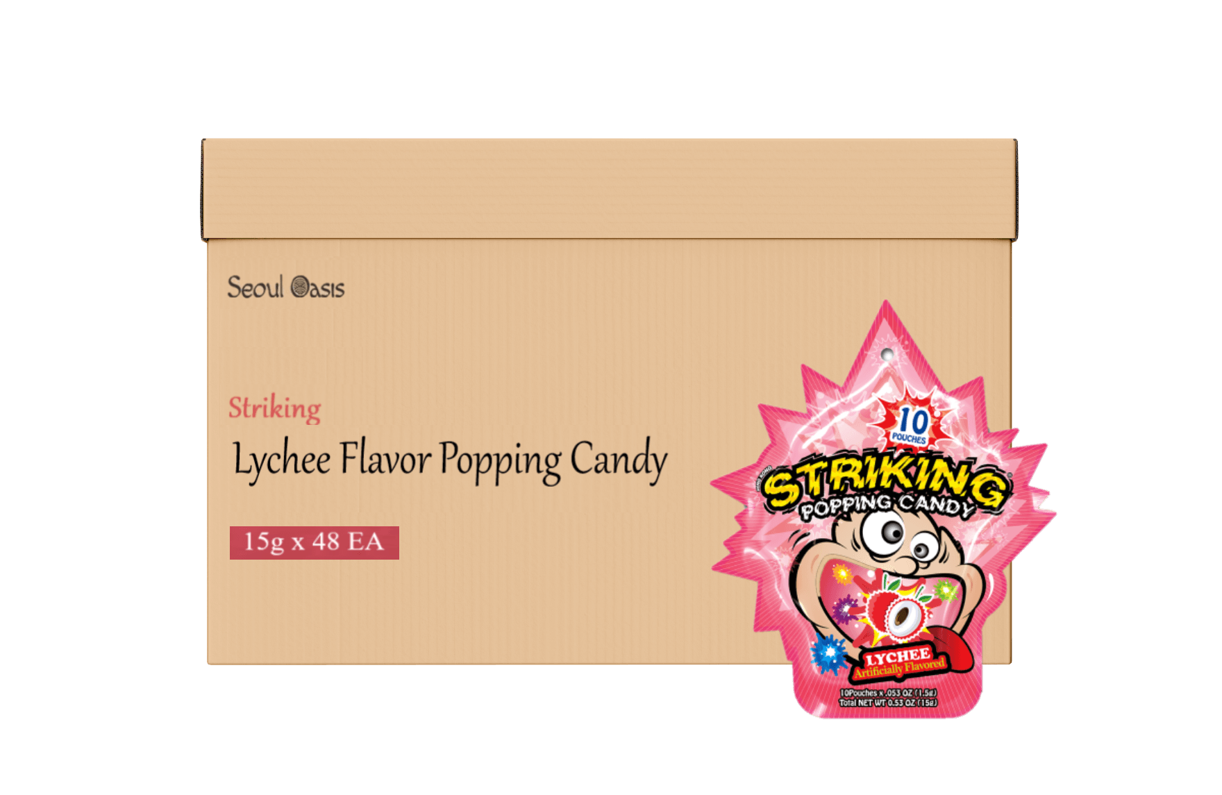 Striking Lychee Flavored Popping Candy 15g - Carton of 48 packs