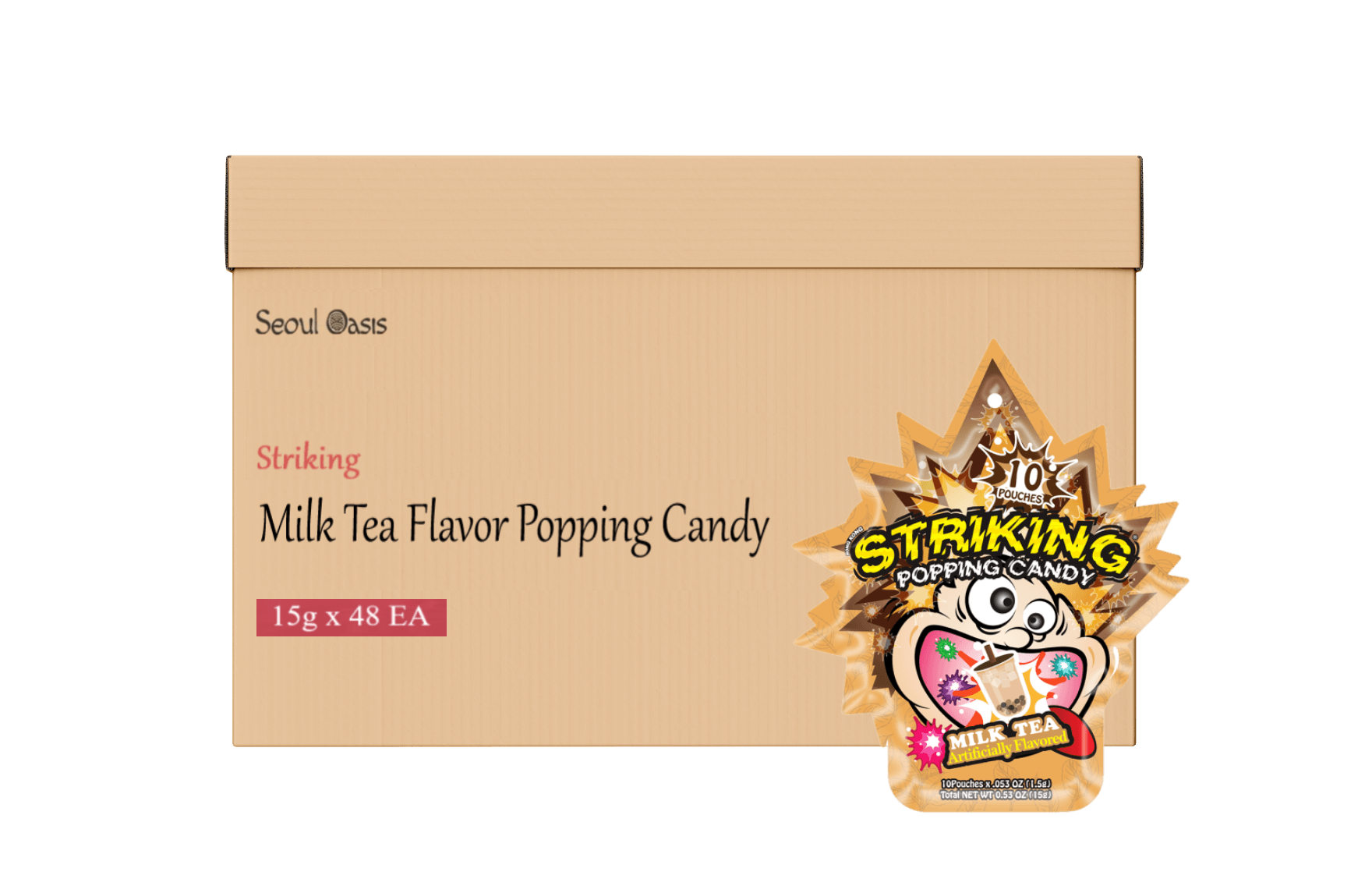 Striking Milk Tea Flavored Popping Candy 15g - Carton of 48 packs