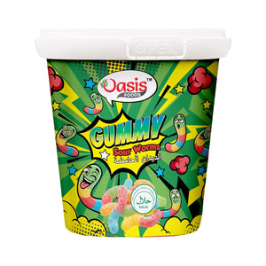 Sour worms gummy candy UAE - Premium Korean Seoul Oasis packaging and bulk carton display